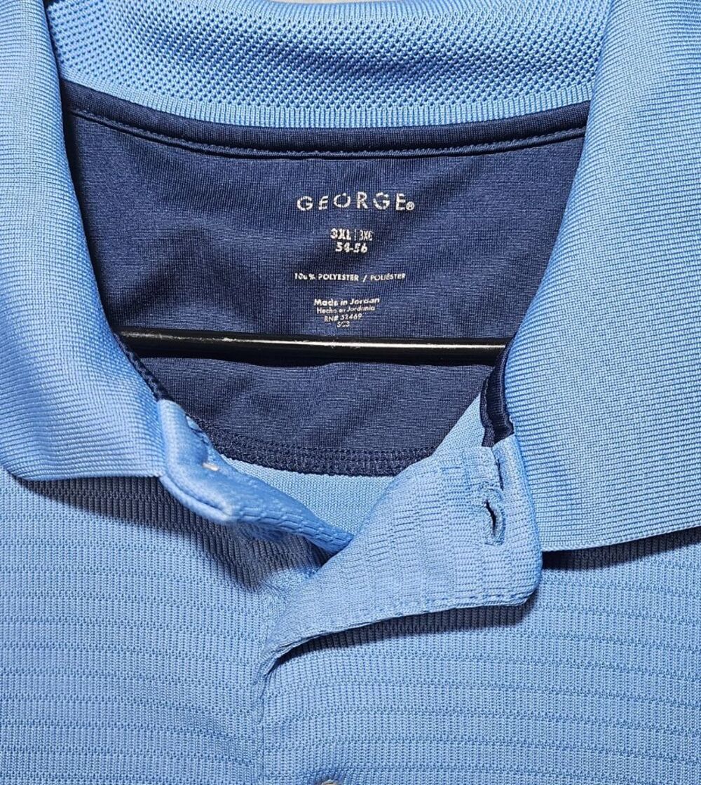 George Men’s 3XL Blue Performance Polo Shirt Short Sleeve Golf Casual - Picture 2 of 3